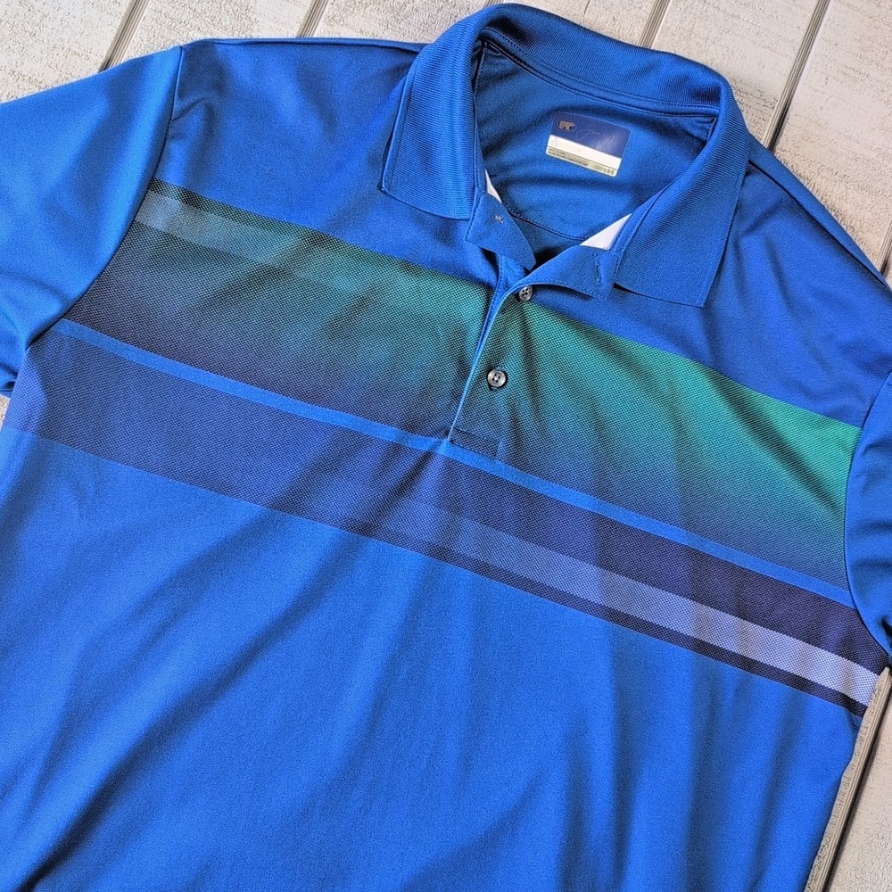 Jack Nicklaus Golden Bear Polo Shirt Mens L Large Blue Polyester - Short Sleeve